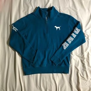 Victoria’s Secret Pink Teal Quarter-Zip Sweatshirt